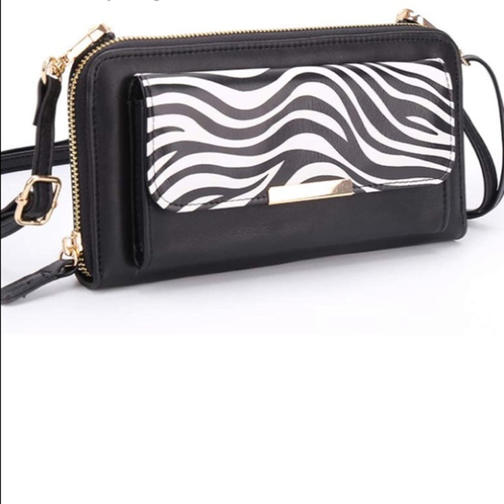 Zebra print crossbody/clutch. NWOT.